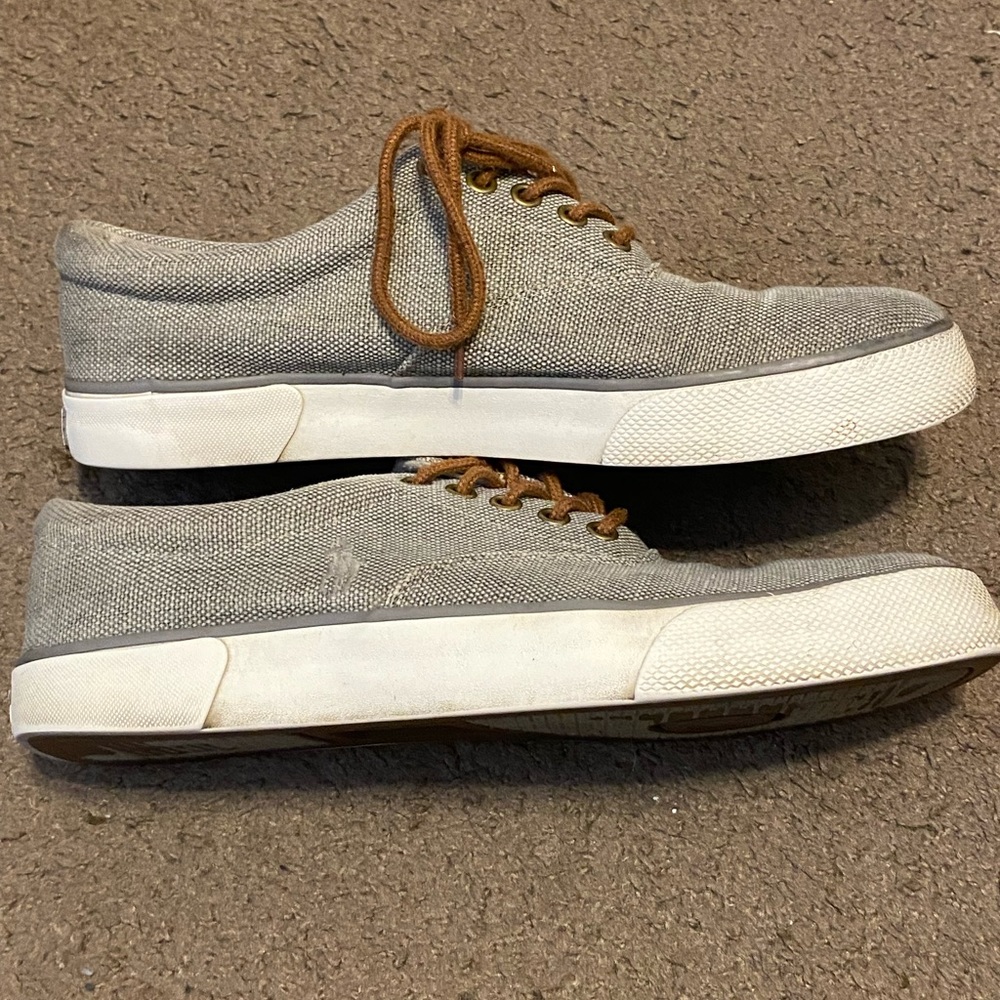 Mens Polo Ralph Lauren Forestmont II Gray White Canvas Boat Shoes Size 9